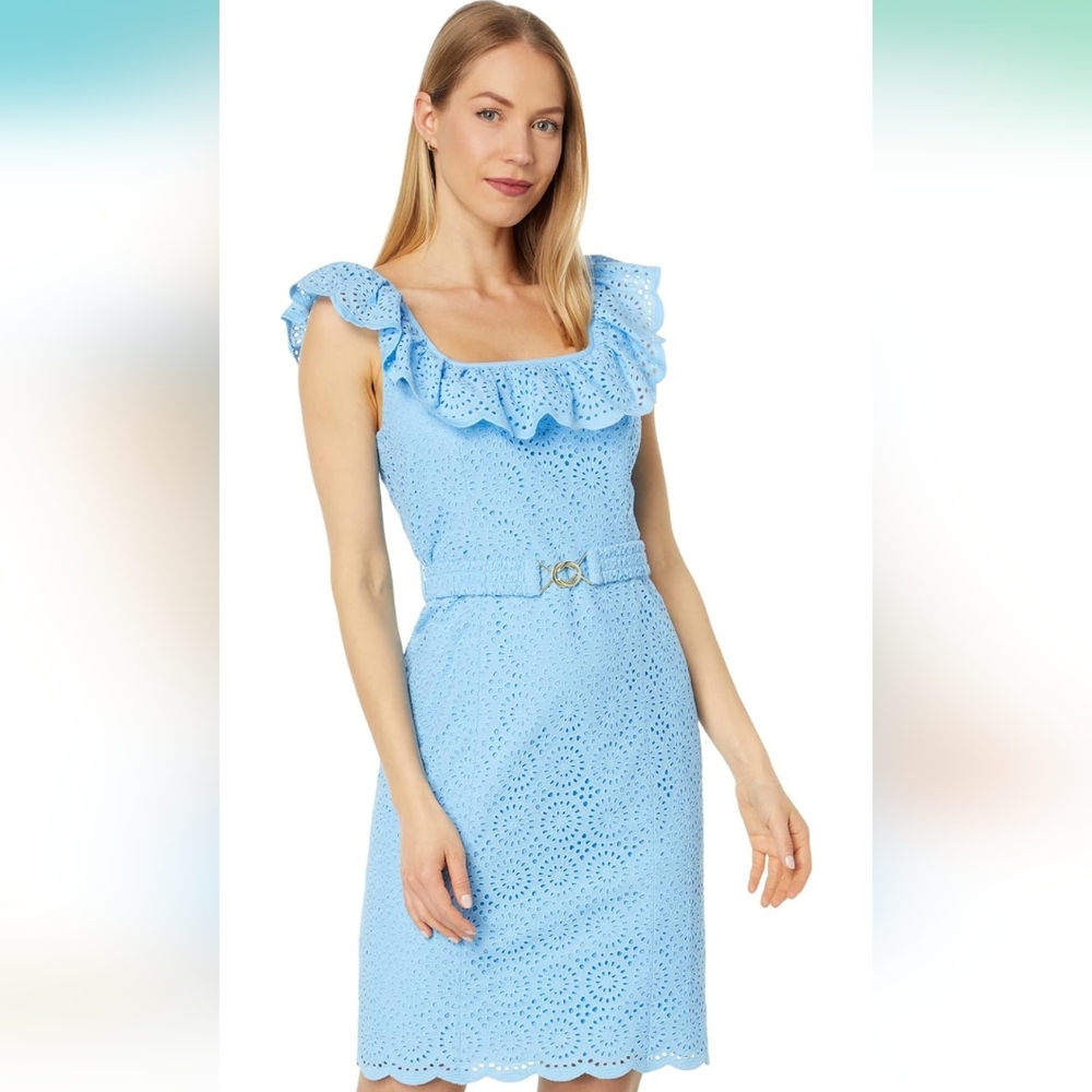 NWT Lilly Pulitzer Ryann Shift in Frenchie Blue Kaleidoscope Eyelet